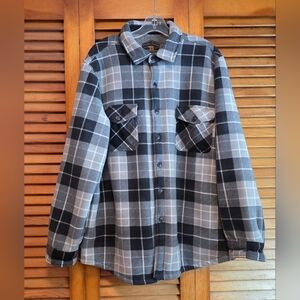 Freedom Foundry Men's Plaid Sherpa Lined Shirt Jacket With Pockets Size XL